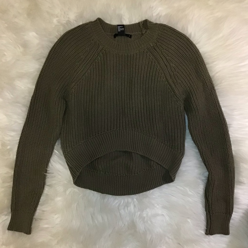 💖Olive Green Cropped Sweater